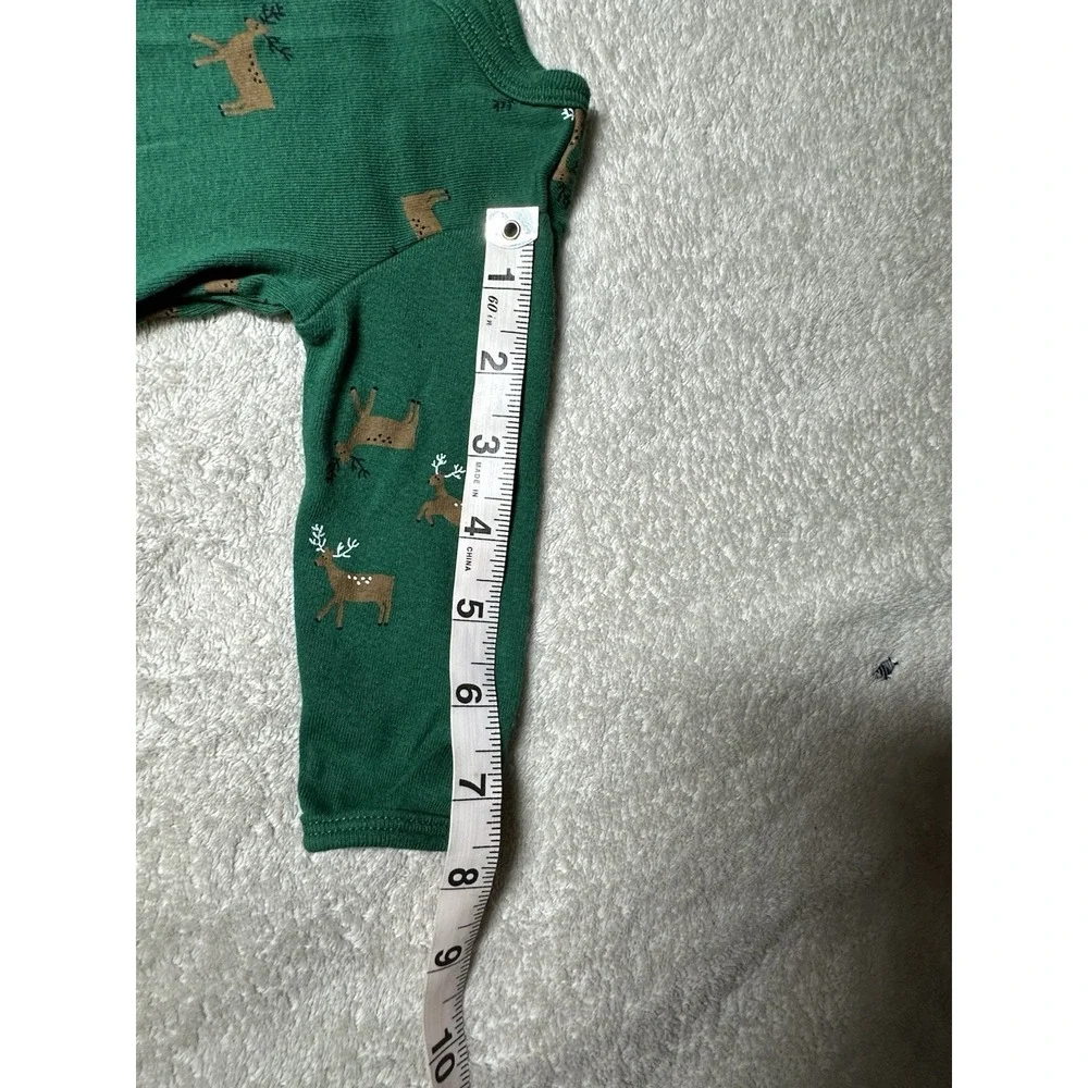 Carter's Baby Sleeper Button Snaps Green With Deer Christmas Holiday 3 Months